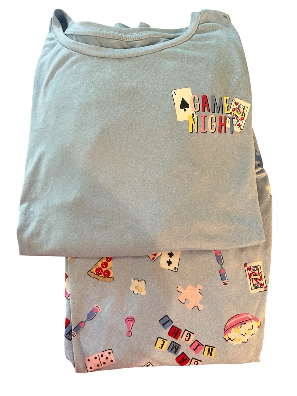 Women's Joyspun "Game Night" Light Blue Pajama Set